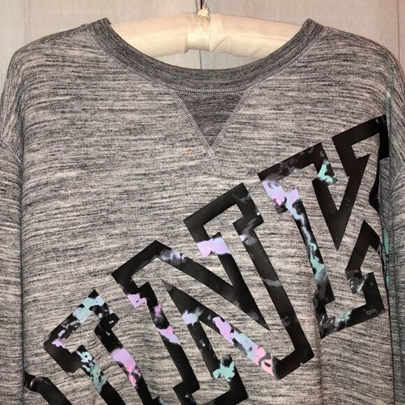 PINK VS L Heathered Gray Crewneck High Low Pullover Black Tie Dye PINK - Picture 3 of 15